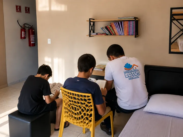 Leitura acompanhada na Casa Lar, com identidades preservadas